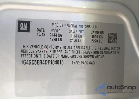 2013 Buick Lacrosse z USA, uszkodzony, nr VIN 1G4GC5ERRDF184014